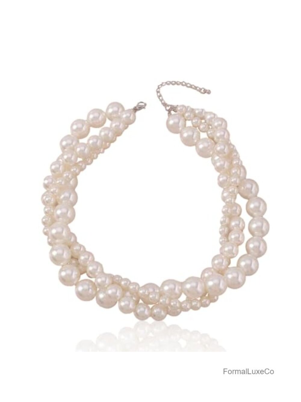 Chunky Pearl Choker Necklace for Women Layered Twisted Beaded Necklace